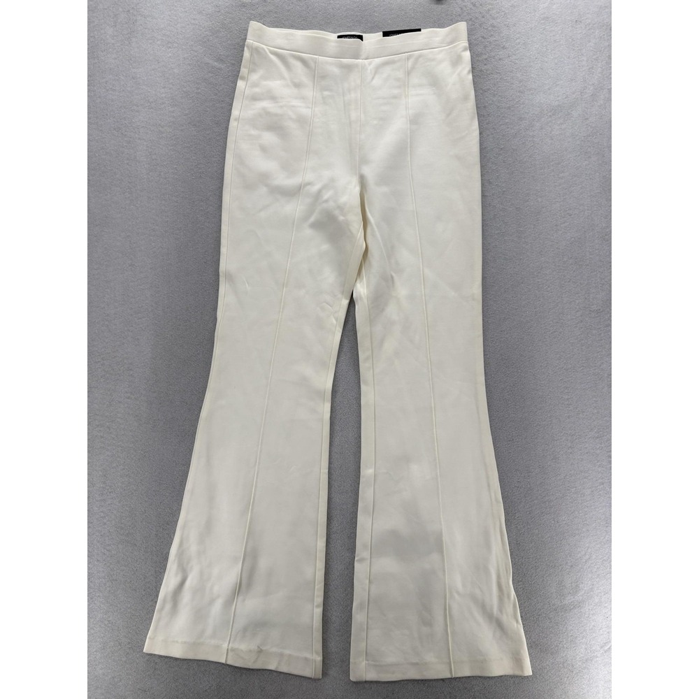 Jones New York Flare Leg Dress Pants Womens M White Ponte Pull On Stretch Career
